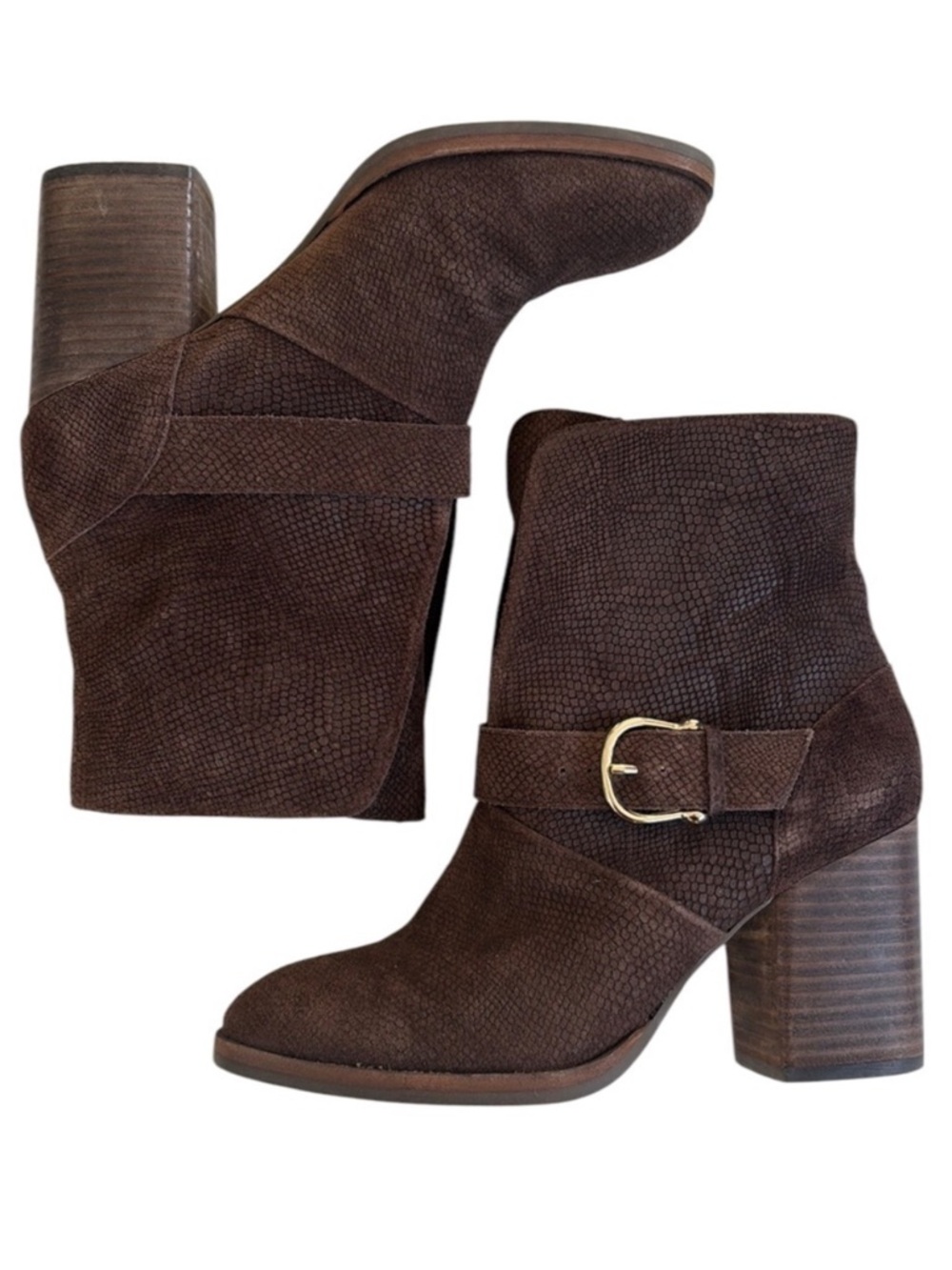 EUC Isola Leather Lavoy Heeled Boots Brown Size 7 1/2